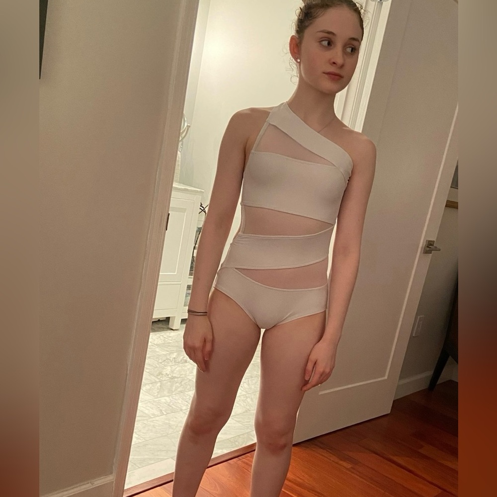 One-Shoulder White Leotard